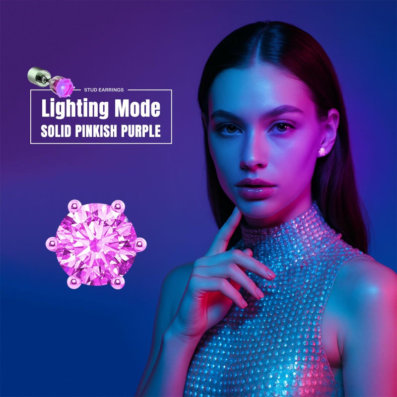 IC ICLOVER LED Earrings, Shiny Glowing LED Lighting Up Stylish Earring Studs Crown Shap Ear Drop Stud, Wedding Rave Dance Party Night Out Halloween Christmas Decoration Present for Women Men -Purple - Image 2